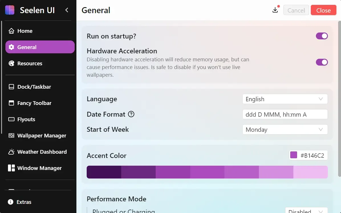 Seelen UI 设置界面：统一且可搜索的配置中心